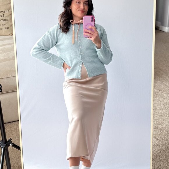 Women’s Pastel Turquoise Trending Knit Cardigan – Soft Stretch Knit - Picture 4 of 13